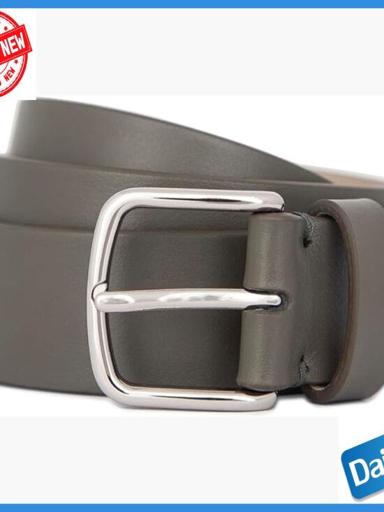 Full-Grain Italian Leather Flat Belt, 1.25 Inch Width, Medium Size main image 4